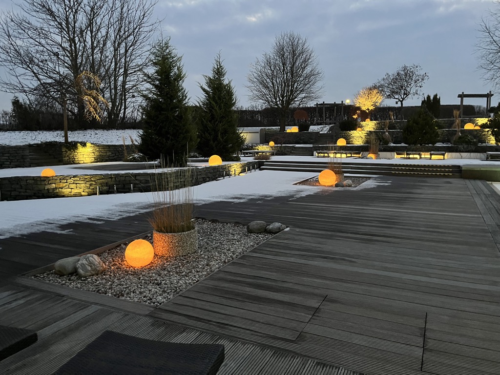 The outdoor terrace and pools.